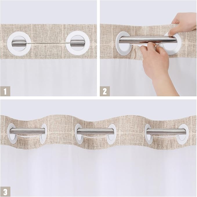 MitoVilla No Hooks Required Farmhouse Shower Curtain - Image 5