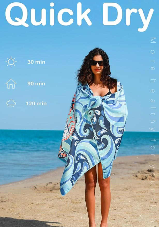 4 Pack Microfiber Lightweight Beach Towel Sand Free Quick Dry Absorbent Thin - Image 5