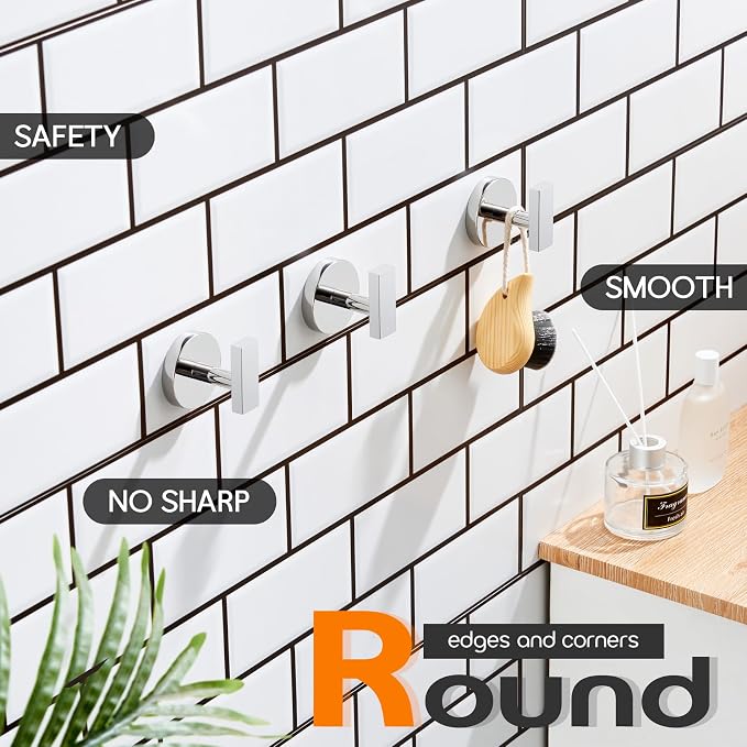 Robe Hook Polished Chrome Bath Towel Hooks Stainless Steel Wall Hooks - Image 4