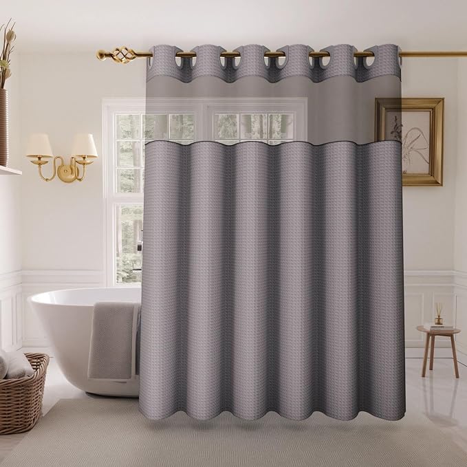 Inhousolu Extra Long No Hook Shower Curtain by INHOUSOLUHOMEDECOR
