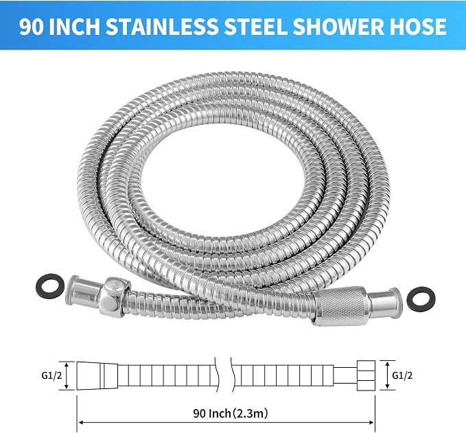 90 Inch Extra Long Stainless Steel Shower Hose - Image 3