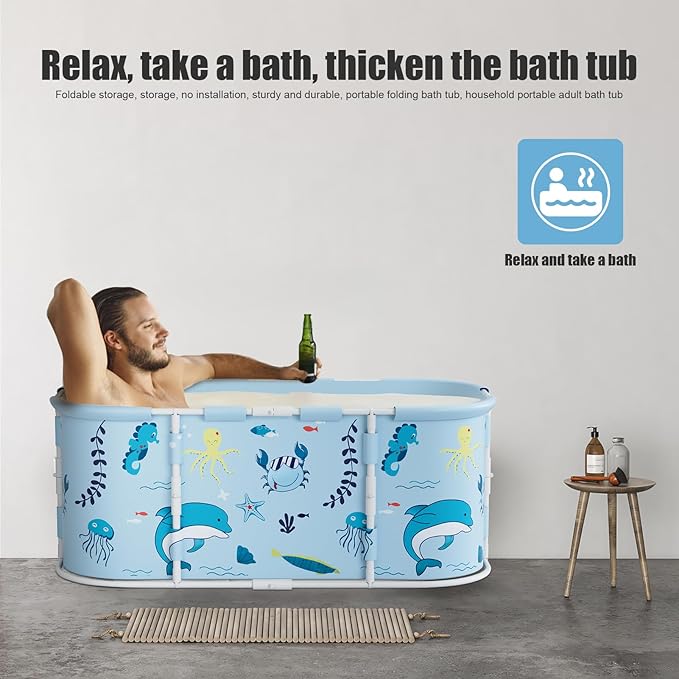 Portable Tub for Adults, Large Collapsible Foldable Bathtub 56in Length - Image 3