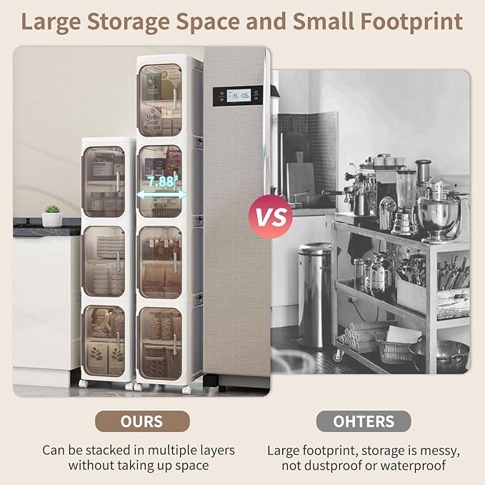 KHNR 5-Tiers Slim Bathroom Storage Cabinet, Foldable Storage Cabinets, Narrow - Image 3