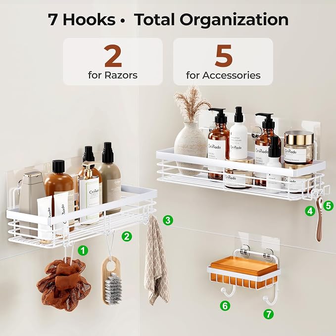 Orimade Adhesive Shower Caddy Soap Dish Holder Shelf - Image 7