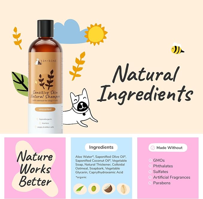 kin+kind Oatmeal Shampoo for Dogs & Cats – Natural Anti Itch Pet Shampoo for - Image 5