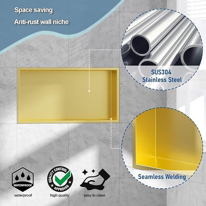 Neodrain No Tile Shower Niche, NO Tile Needed Recessed Cabinet - Image 6