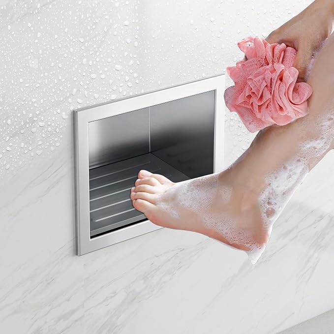 Shower Foot Rest for Shaving Legs, 304 Stainless Steel Footrest Niche by Qeke