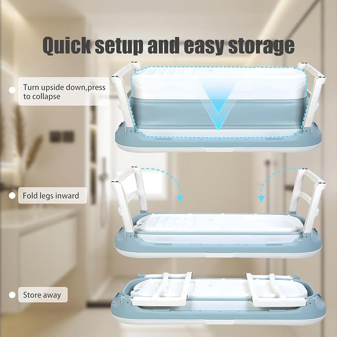 Portable Tub for Adults, Large Collapsible Foldable Bathtub 56in Length - Image 4