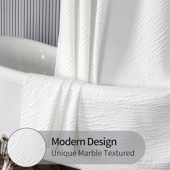 MitoVilla White Modern Small Stall Shower Curtain 36 x 72, Farmhouse Narrow - Image 3