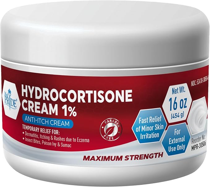 MED Pride 1% Hydrocortisone Cream Bulk 16 Oz Maximum Strength Itch Relief by MEDPRIDE