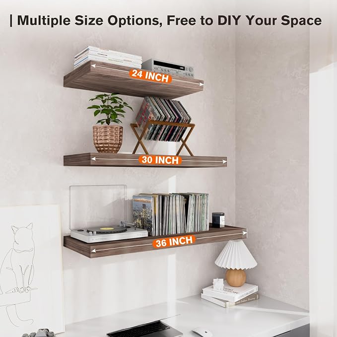 Floating Shelf, 30 in W x 12.75 in D x 2 in H Wooden Floating Wall Shelf - Image 7