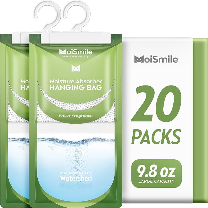 Moisture Absorbers 20 Pack Fresh Fragrance, Hanging Closet Dehumidifier Bags by MoistureAbsorbers