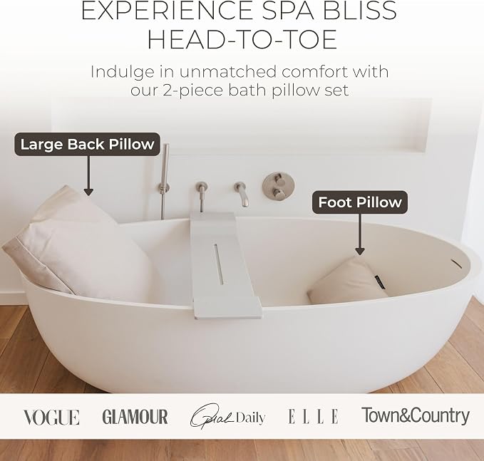 BADESOFA® Luxury Bath Pillow Set 2-Piece – Large Back Pillow & Foot Pillow - Image 5