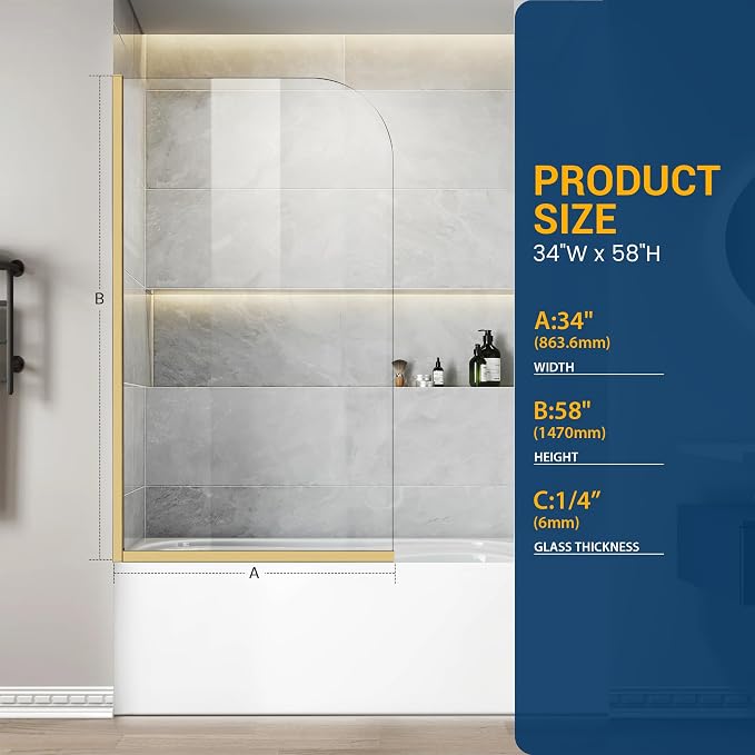 Bathtub Shower Glass Panel, Simple Shower Door Panel Easy to Install - Image 4