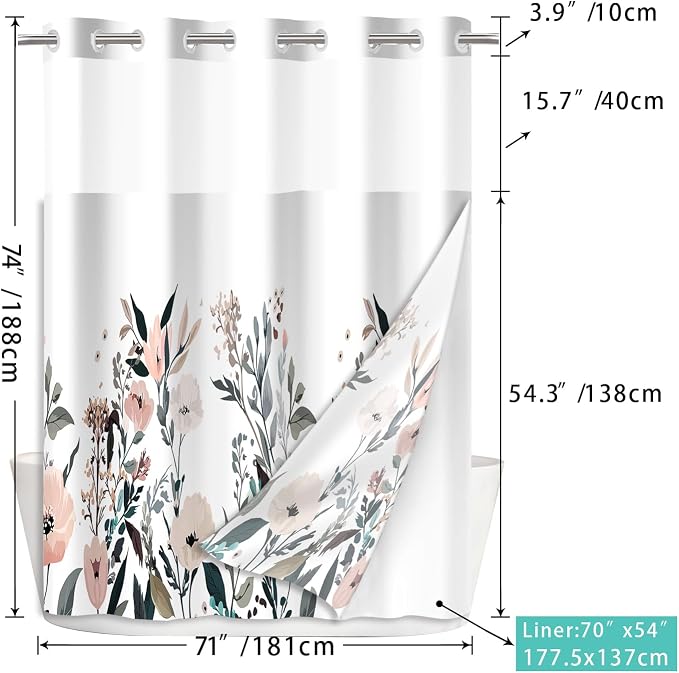 No Hook Shower Curtain Set - Image 3