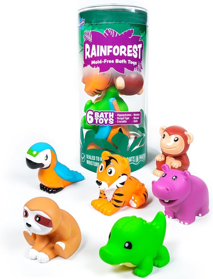 Tub Works® Rainforest™ Mold Free Bath Toys, 6 Pack | Sealed, No Hole Bath Toys - Image 9