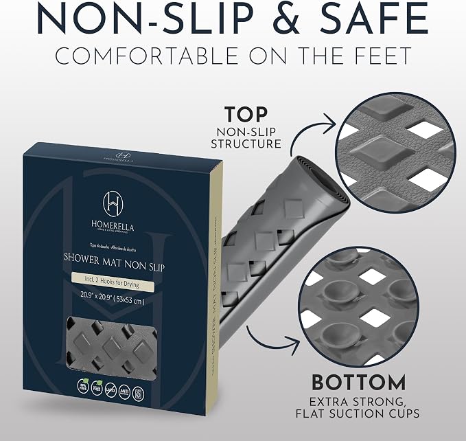 homerella® Shower Mat Non Slip Anti Mold, Non Slip Shower Mats - Image 5