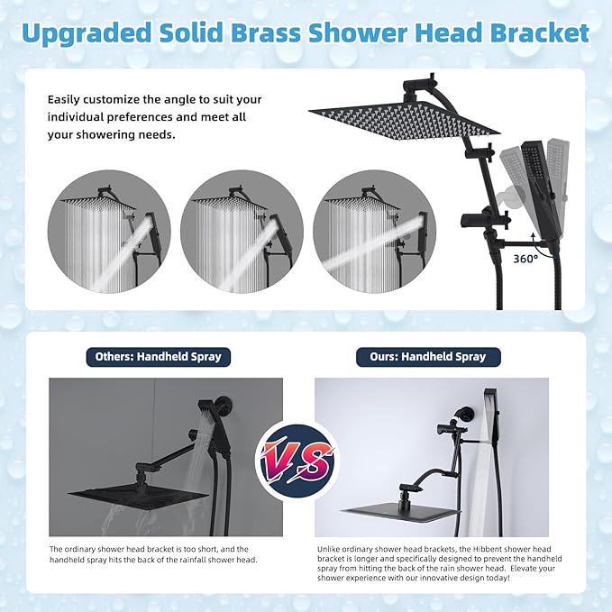 Hibbent All Metal CUPC Certified 12'' Rainfall Shower Head, Dual Shower Head - Image 3