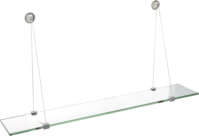 Spancraft Glass CR-10x30-Brushed Steel Crane Glass Shelf, Brushed Steel by Spancraft