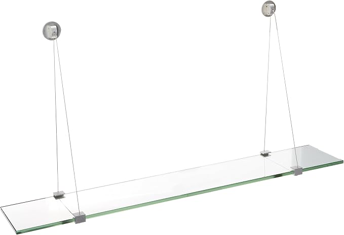 Spancraft Glass CR-8x18-Brushed Steel Crane Glass Shelf, Brushed Steel by Spancraft