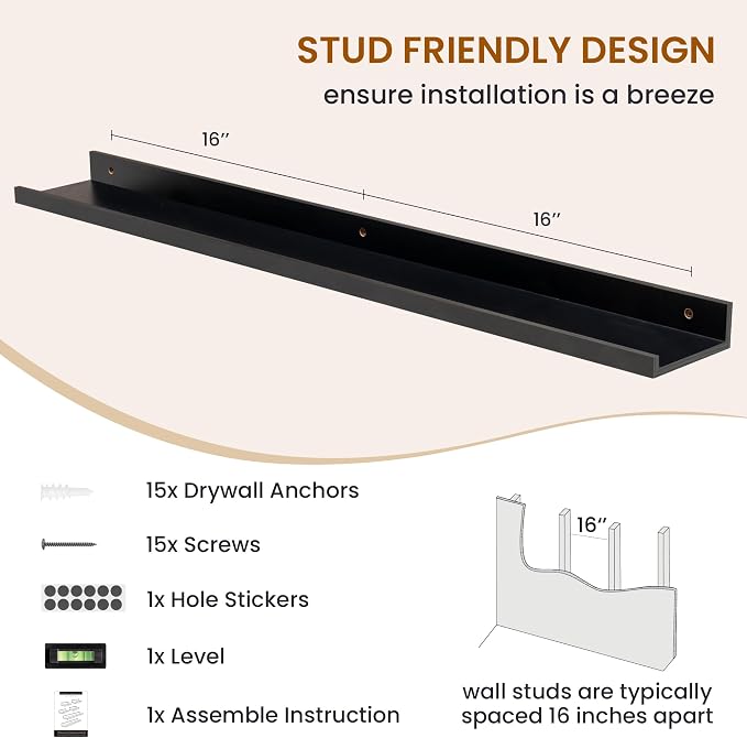 Axeman Picture Ledge Shelf, Floating Shelves - Image 5