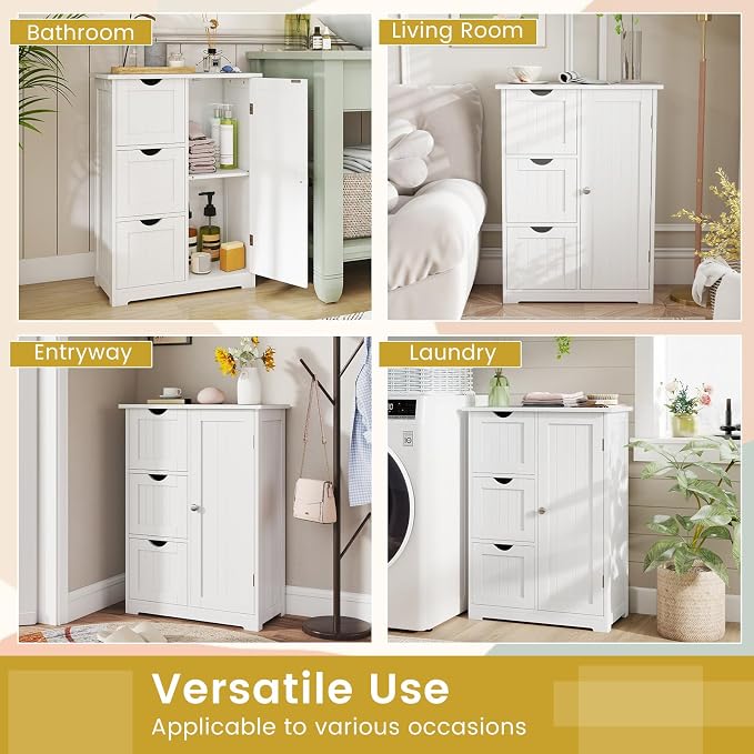 Tangkula Bathroom Floor Cabinet, Freestanding Storage Cabinet - Image 9