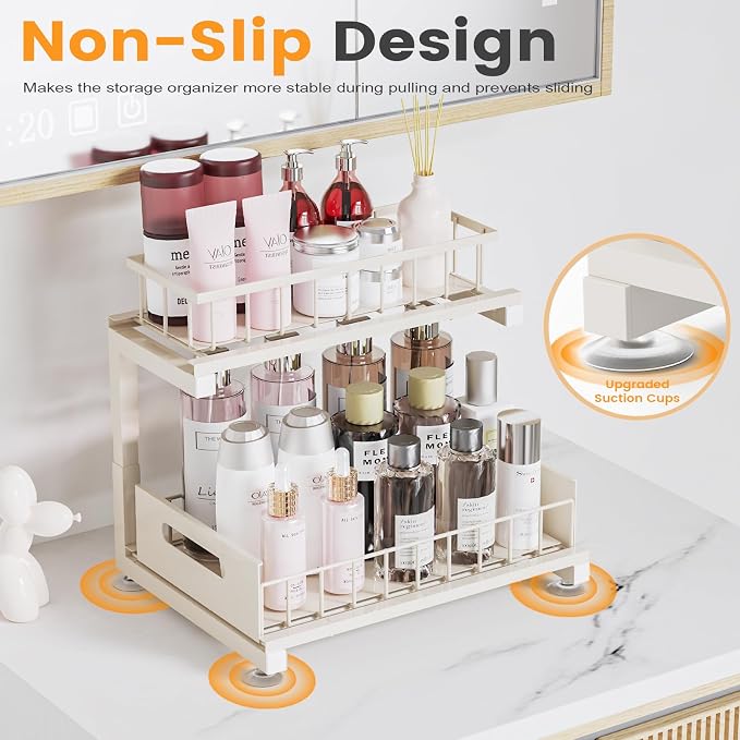 2 Pack Under Sink Organizer, Heavy Duty Metal Slide Out Sink Shelf Organizer - Image 5