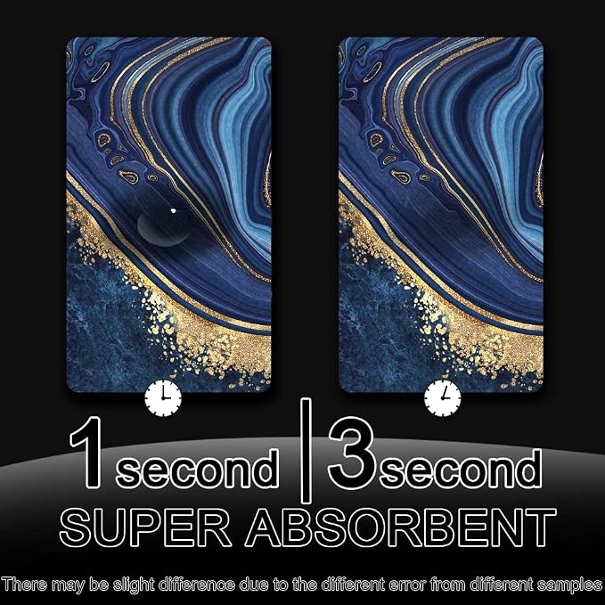 Bath Mat Rug, Dark Blue Gold marbleNon Slip Quick Dry Super Absorbent Thin - Image 6