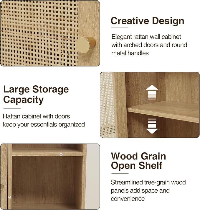 Rattan Bathroom Wall Cabinet - Image 5