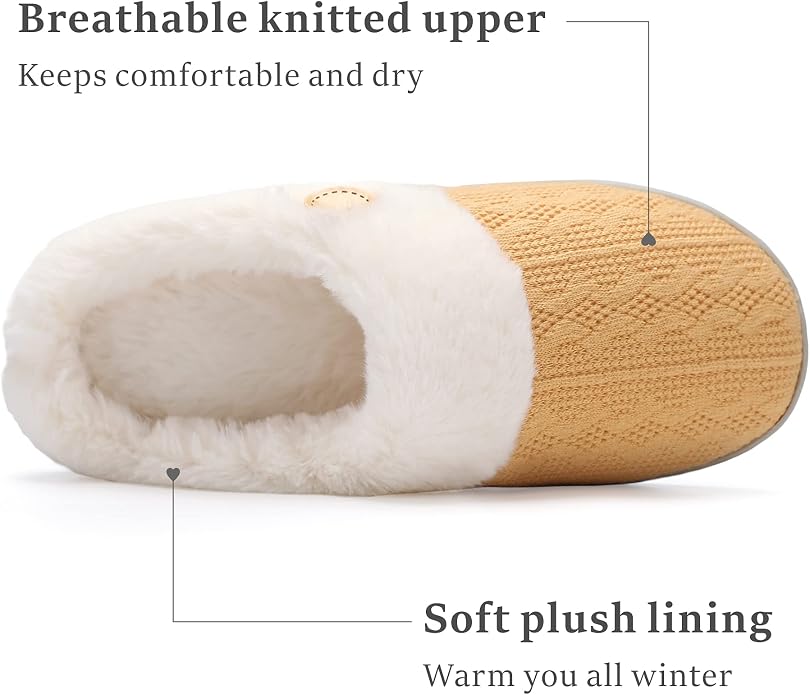 Chantomoo Womens Slipper Warm Comfy Memory Foam House Slippers Knitted Shoes - Image 3