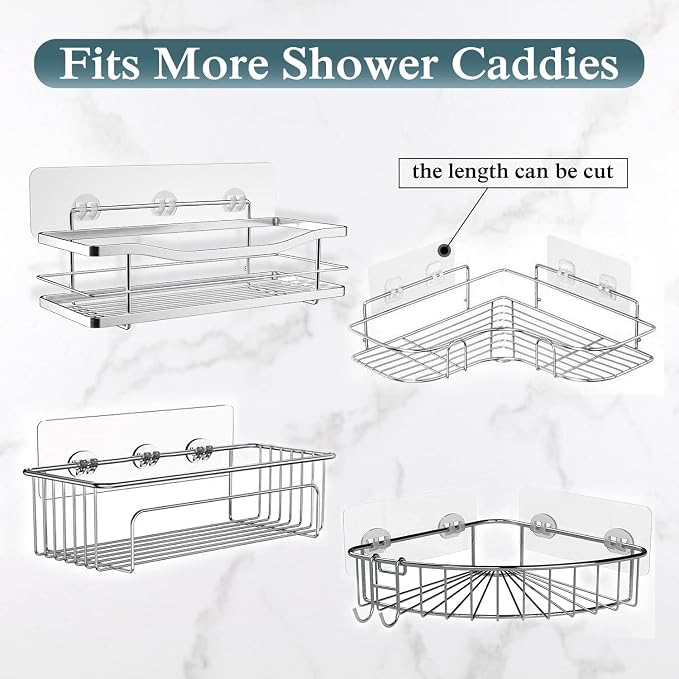 EAGMAK 4 Pack Transparent Shower Caddy Adhesive - Image 6