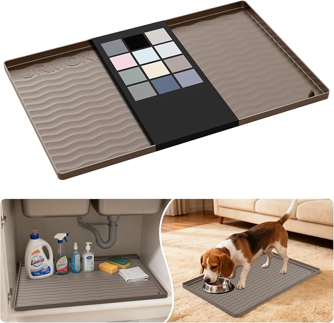 URMONA Waterproof Silicone Under Sink Mat 22'' x 14'' Shelf Liner by URMONA