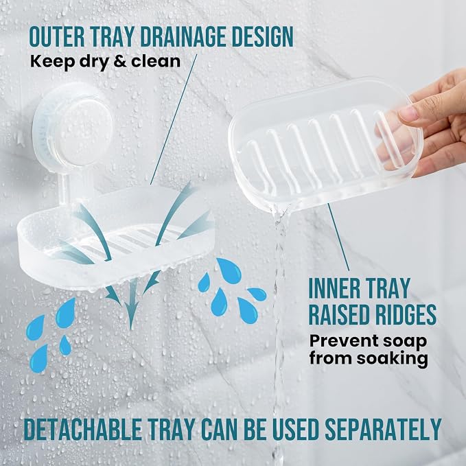 TAILI Soap Dish Bar Holder Suction Cup, Soap Saver - Image 3
