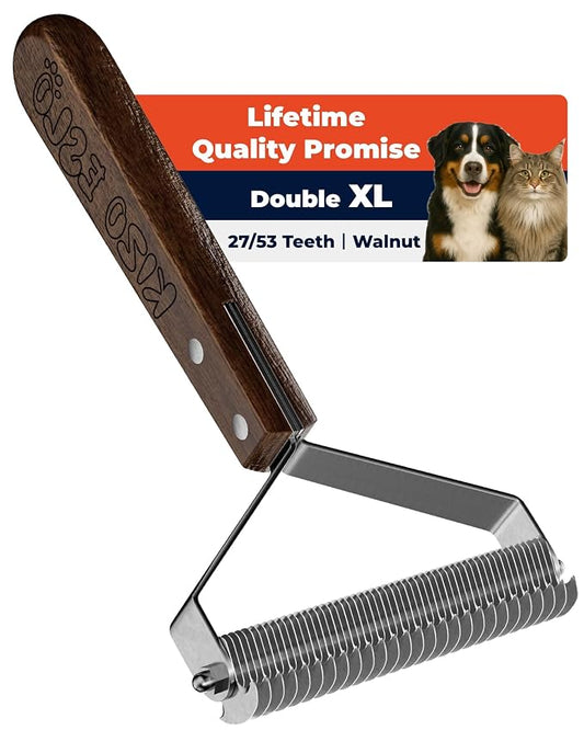 Extra Large 2-Sided Dog Brush For Shedding Undercoat Rake for Dogs & Cats by KIZOESLO