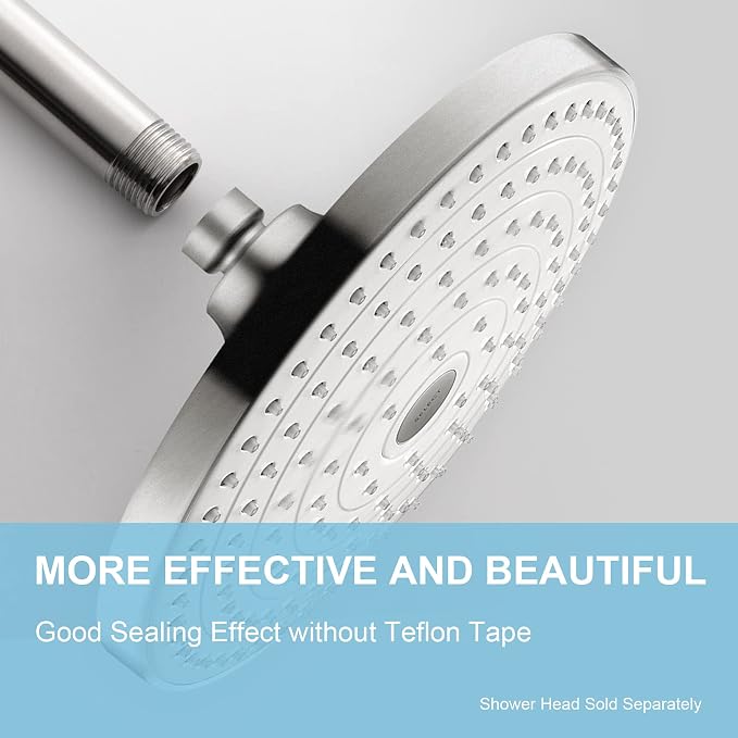 OFFO Shower Arm with Flange, 3 in Brushed Nickel Ceiling Mount Replacement Rain - Image 2