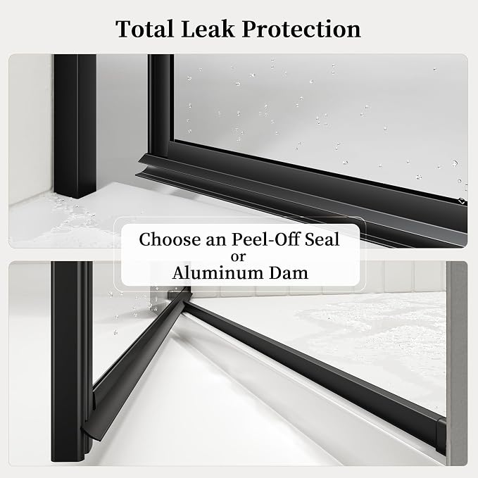 23.6-23.8" x 72" Frameless Hinged Shower Door, Single Swing Shower Panel - Image 6