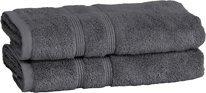 Mosobam Luxury Turkish Set of 2 Hand Towels 16X30 Charcoal Gray 700 GSM Bamboo by Mosobam