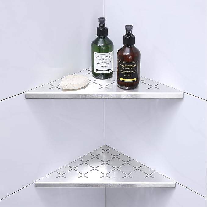 12" Corner Shower Shelf, Recessed Corner Shelf Organizer Rack, Large Size by XiarnotogiHome