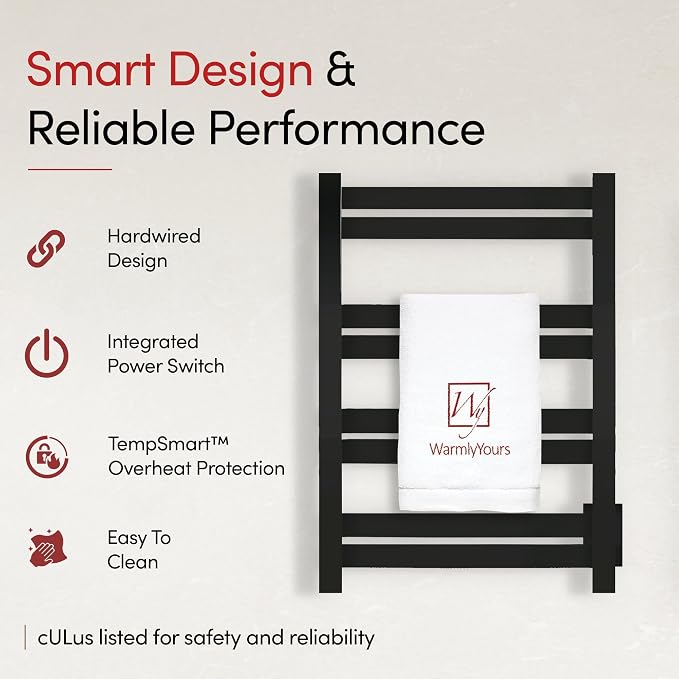 WarmlyYours Heated Towel Warmer Rack, Integrated On/Off Switch - Image 4