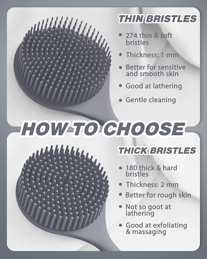 Manmihealth Silicone Back Scrubber & Soft Bath Glove Set, Super-Cleaning Body - Image 4