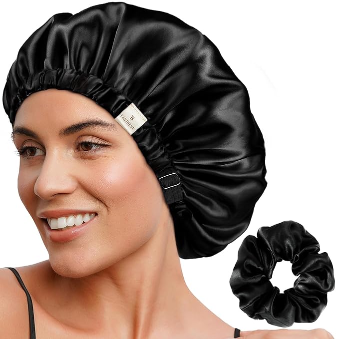 YANIBEST Adjustable Satin Bonnet Double Layer Hair Bonnet by yanibest