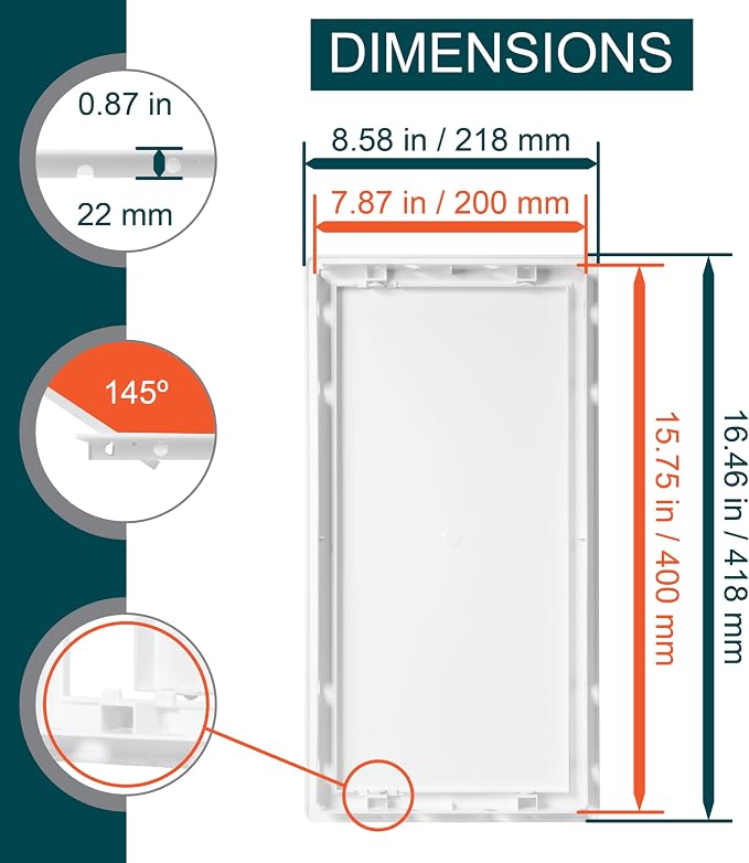 8" x 16" White Plastic Access Panel. Service Shaft Door Panel. Plumbing - Image 2