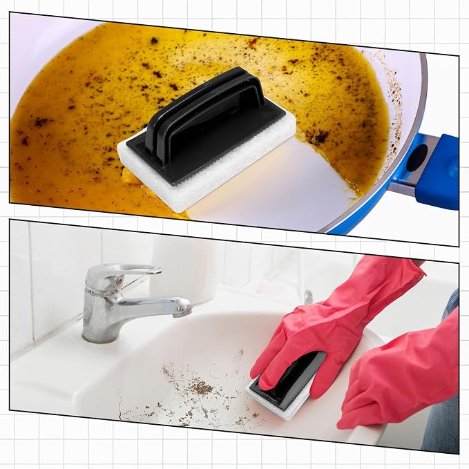 Maxdot 18 Pcs Handled Bath Scrubber Set, 15 Bathroom Scouring Pad 3 Bathtub - Image 5