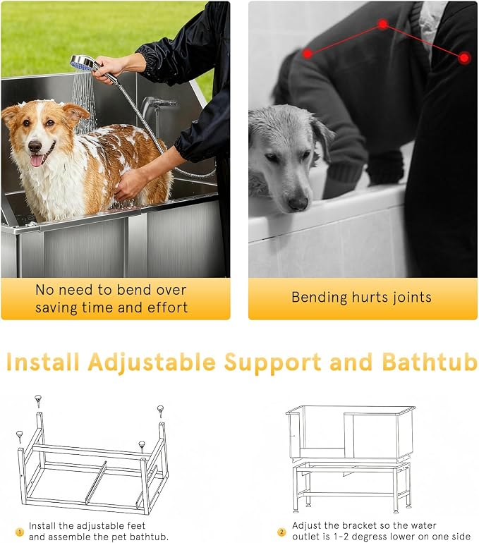 Redriver Stainless Steel Dog Washing Station, 38-Inch Dog Bathing Station Bath - Image 7