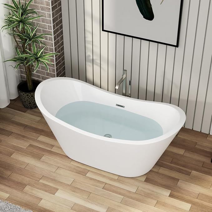 59 Inch Acrylic Freestanding Soaking Bathtub - Image 2