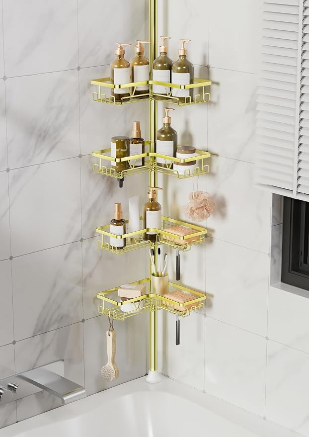 KEGII Corner Gold Shower Caddy Tension Pole by KEGII