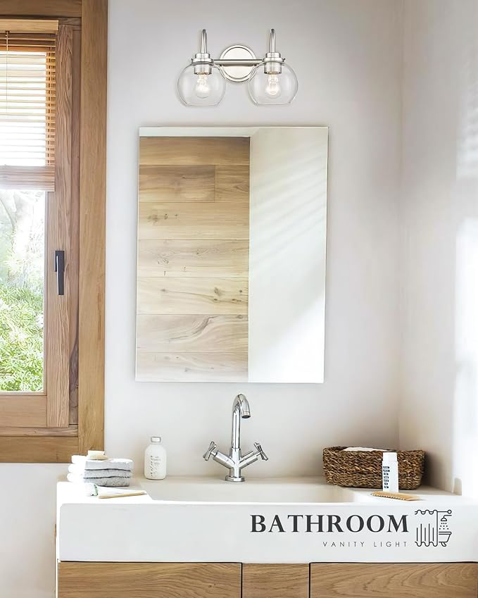2-Light Bathroom Vanity Light, Brushed Nickel Vanity Light - Image 7