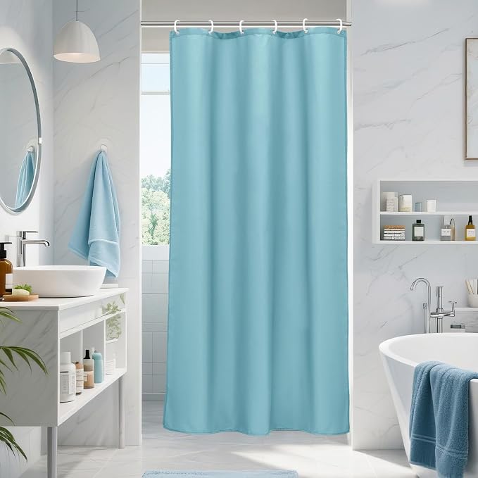 AooHome Stall Size 36x72 Inch Shower Curtiain Liner, Durable Fabric Solid Blue by AooHome