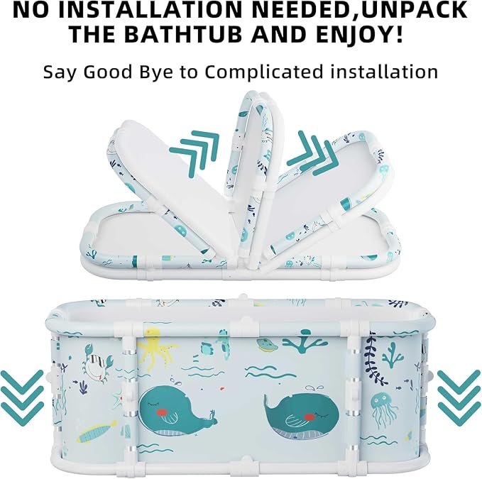 Portable Bathtub, 47“ Foldable Bathtub-Installation Free, 7 Layers Thicken - Image 6