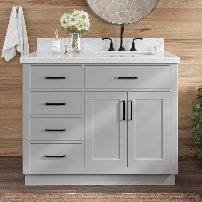 ARIEL Hepburn 43 Inch Single Sink Bathroom Vanity in Gray, 1.5 Edge Italian by Ariel